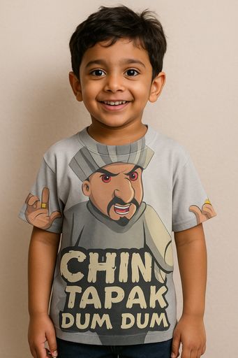 "Chin Tapak Dum Dum Kids Graphic T-Shirt – Viral Desi Cartoon Tee"