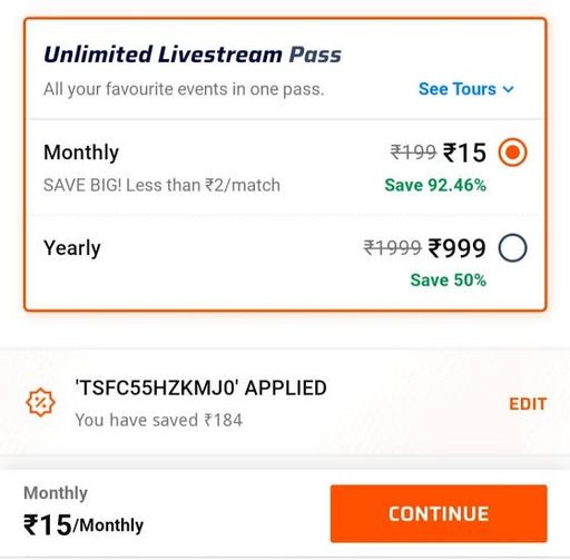 fancode monthly subscription free discount codes