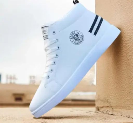 Stylish White High-Top Sneakers for Men