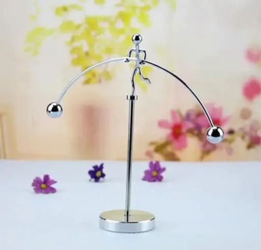 🏋️‍♂️ Mini Steel Balance Toy – Kinetic Art Weightlifter 🎯