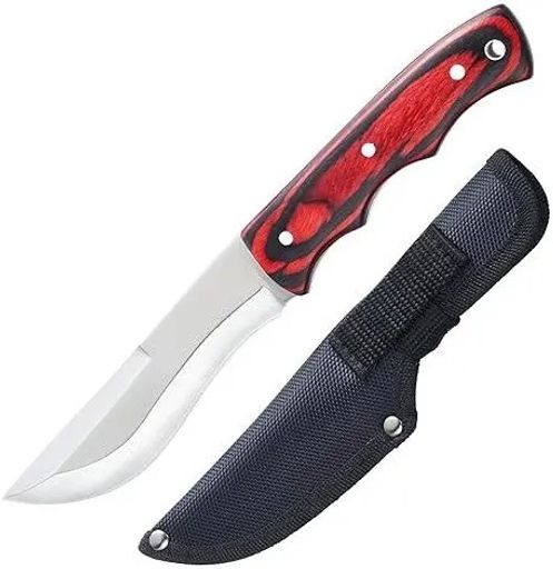 9" Fixed Blade Tactical Bowie Knives with Sheath, Stainless Steel Silver Survival Hunting Bushcraft Full Tang Knife with Non-Slip Handle for Camping,