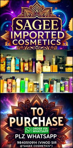 *IMPORTED COSMETICS* @ {SAGEE COSMETICS} TO PURCHASE💖 @✨️ DISCOUNT PRICES✨️,🌻 PLZ WHATSAPP.:- 🎉🎉* {VINOD SIR*:- 9840510914}💐💐