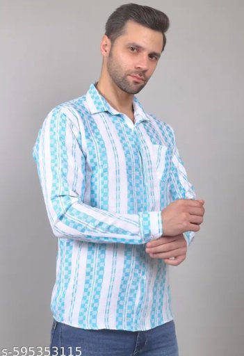 Vertical Striped Cotton Shirt 