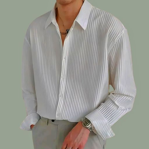 LitShop Casual Classic Elegant White Striped Shirt