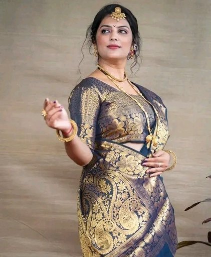 Green Banarasi Silk Saree with Golden Zari Border