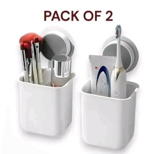 Self-Adhesive Toothbrush Holder (2 Pc Set) – Wall Mounted, No Drill