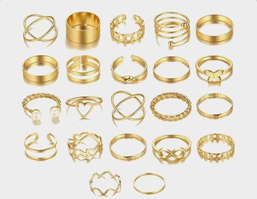 Shining Diva Stackable Gold & Silver Rings (22-pcs)