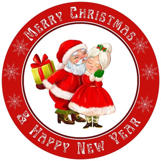 christmas round sticker - 100x100 mm festival packaging label - 1 pack 2 bundles | Ishu desire cards brand - CS_01