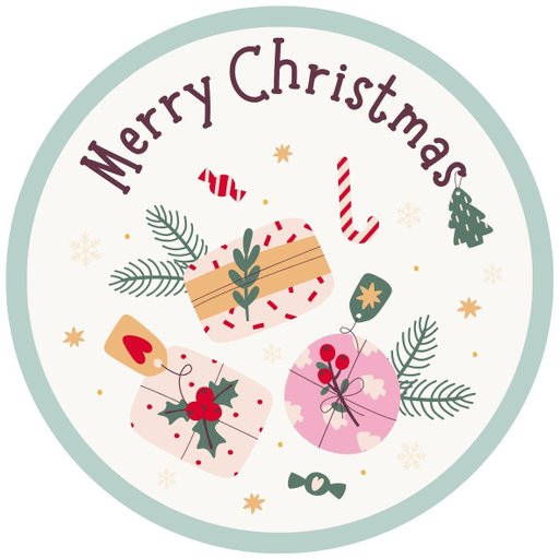 christmas round sticker - 100x100 mm festival packaging label - 1 pack 2 bundles | Ishu desire cards brand - CS_85560873