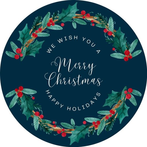 christmas round sticker - 100x100 mm festival packaging label - 1 pack 2 bundles | Ishu desire cards brand - CS_87777