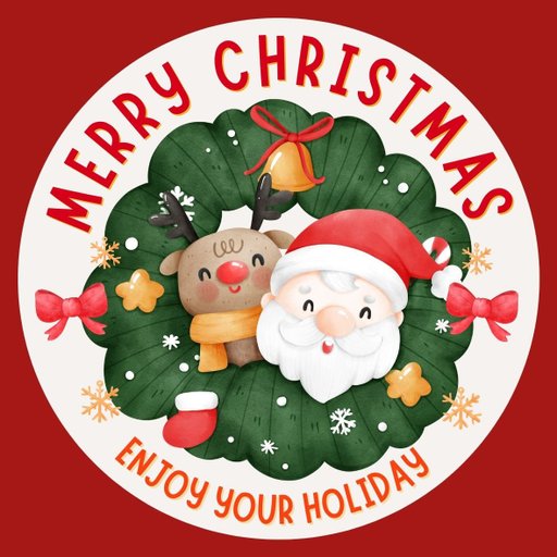 christmas round sticker - 100x100 mm festival packaging label - 1 pack 2 bundles | Ishu desire cards brand - CS_45555111