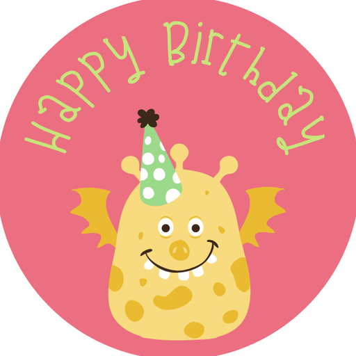 Round happy birthday  Stickers – 100x100 mm | pack of 1 role (WxH) & 250 pcs available – Ishu Desire Cards ( high quality material ) HBS_0111