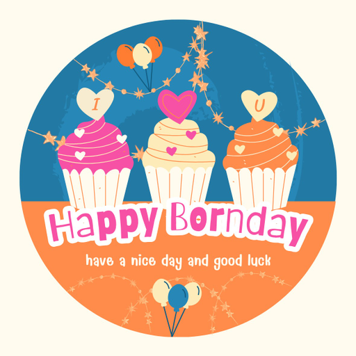 Round happy birthday  Stickers – 100x100 mm | pack of 1 role (WxH) & 250 pcs available – Ishu Desire Cards ( high quality material ) HBS_56666613