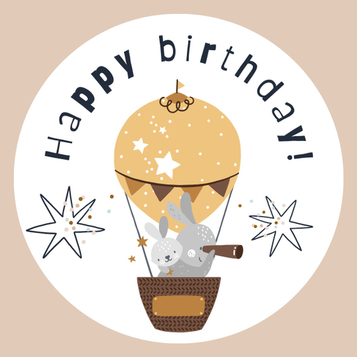 Round happy birthday  Stickers – 100x100 mm | pack of 1 role (WxH) & 250 pcs available – Ishu Desire Cards ( high quality material ) HBS_641001