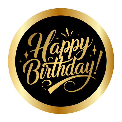 Round happy birthday  Stickers – 100x100 mm | pack of 1 role (WxH) & 250 pcs available – Ishu Desire Cards ( high quality material ) HBS_641009