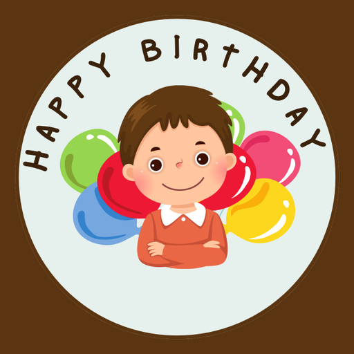 Round happy birthday  Stickers – 100x100 mm | pack of 1 role (WxH) & 250 pcs available – Ishu Desire Cards ( high quality material ) HBS_6410066