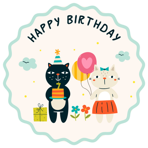 Round happy birthday  Stickers – 100x100 mm | pack of 1 role (WxH) & 250 pcs available – Ishu Desire Cards ( high quality material ) HBS_7671102