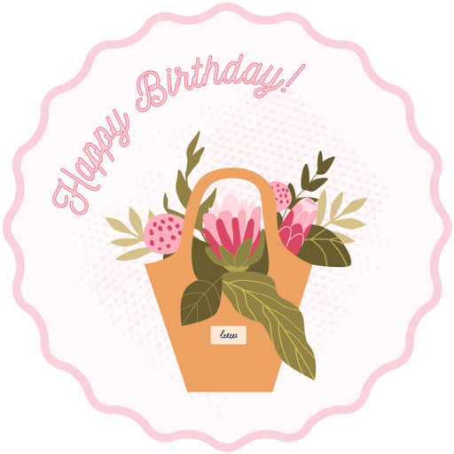 Round happy birthday  Stickers – 100x100 mm | pack of 1 role (WxH) & 250 pcs available – Ishu Desire Cards ( high quality material ) HBS_7610001