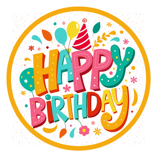 Round happy birthday  Stickers – 100x100 mm | pack of 1 role (WxH) & 250 pcs available – Ishu Desire Cards ( high quality material ) HBS_65100444