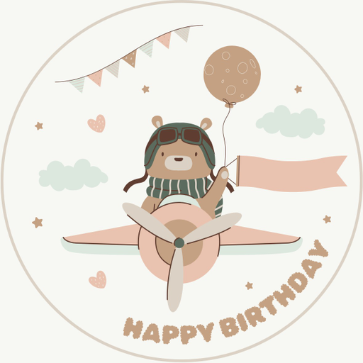 Round happy birthday  Stickers – 100x100 mm | pack of 1 role (WxH) & 250 pcs available – Ishu Desire Cards ( high quality material ) HBS_641002232