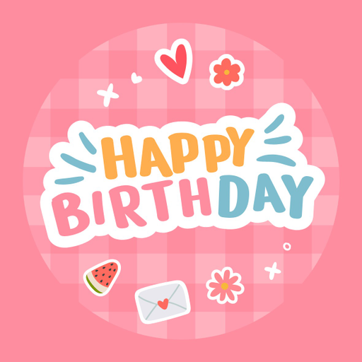 Round happy birthday  Stickers – 100x100 mm | pack of 1 role (WxH) & 250 pcs available – Ishu Desire Cards ( high quality material ) HBS_6419914