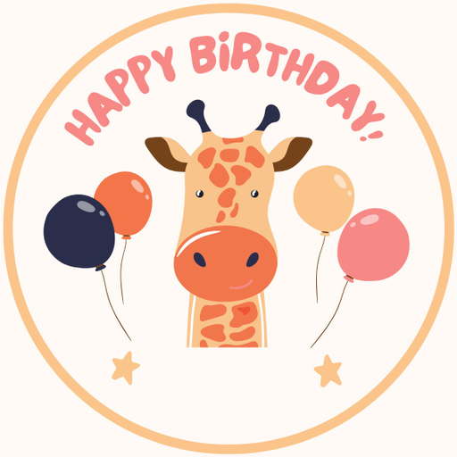 Round happy birthday  Stickers – 100x100 mm | pack of 1 role (WxH) & 250 pcs available – Ishu Desire Cards ( high quality material ) HBS_6541122