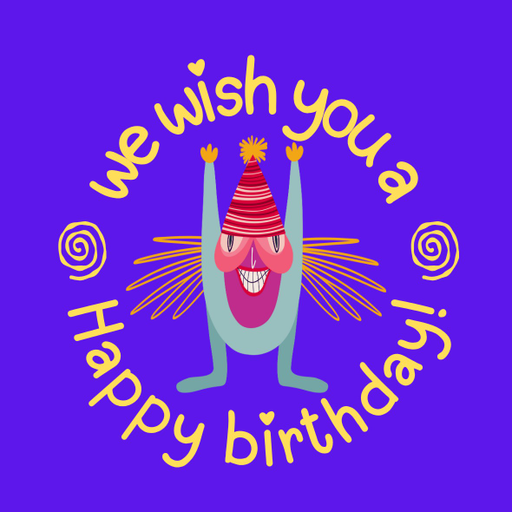 Round happy birthday  Stickers – 100x100 mm | pack of 1 role (WxH) & 250 pcs available – Ishu Desire Cards ( high quality material ) HBS_67511255