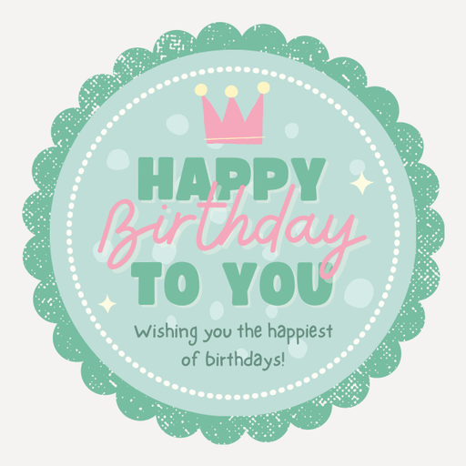 Round happy birthday  Stickers – 100x100 mm | pack of 1 role (WxH) & 250 pcs available – Ishu Desire Cards ( high quality material ) HBS_765112599