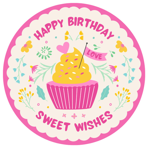 Round happy birthday  Stickers – 100x100 mm | pack of 1 role (WxH) & 250 pcs available – Ishu Desire Cards ( high quality material ) HBS_657333412