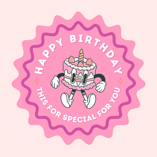 Round happy birthday  Stickers – 100x100 mm | pack of 1 role (WxH) & 250 pcs available – Ishu Desire Cards ( high quality material ) HBS_78455557