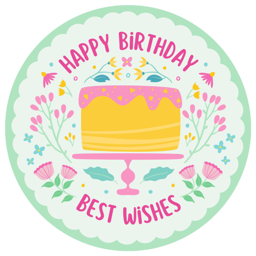 Round happy birthday  Stickers – 100x100 mm | pack of 1 role (WxH) & 250 pcs available – Ishu Desire Cards ( high quality material ) HBS_76665555