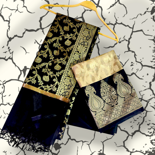 Black Kalgha Jaal Banarasi Silk Suit