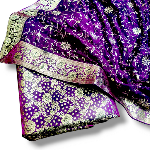 Magenta Murrah Jaal Stone Work Kimkhab Silk Banarasi Gharara