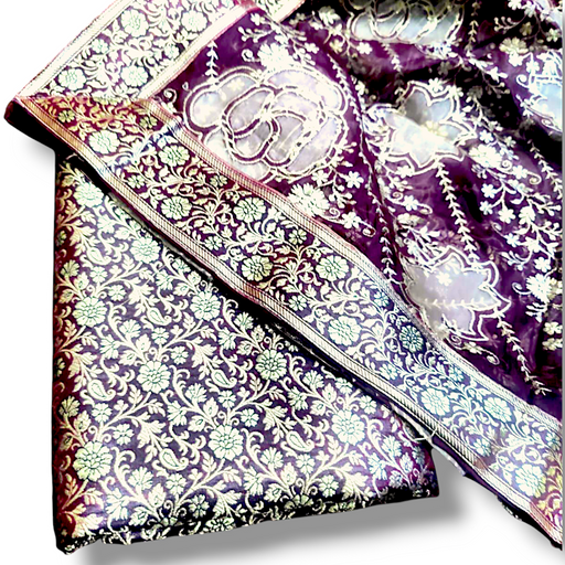 Wine without Stone Work Kimkhab Silk Banarasi Gharara