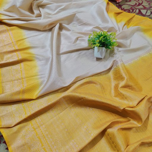 Yellow Banarsi Silky saree 