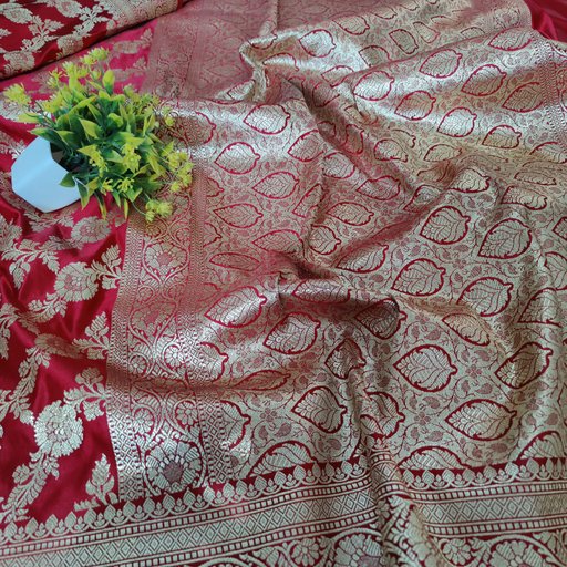 Red havey jungla work saree 