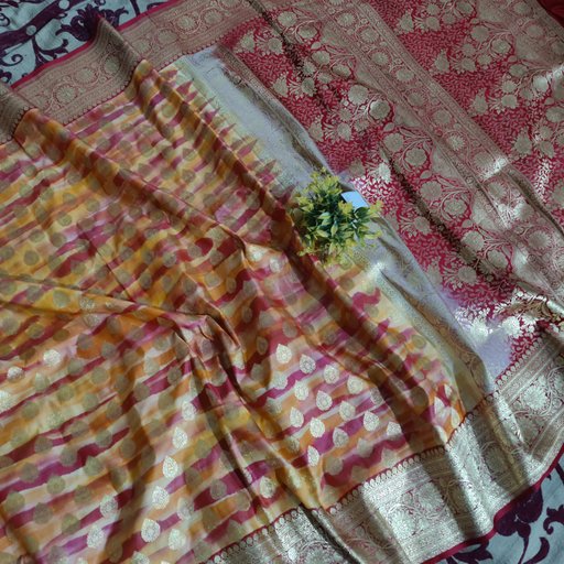 Pure Katan Silk Hand Brush Paint Dezainar Saree 