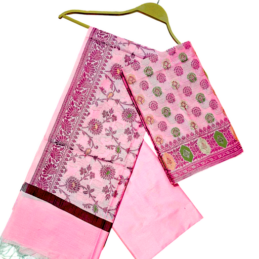 Pink Resham Zari Banarasi cotton  Silk Suit