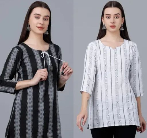 Women's (Girls) Cotton Floral  Short Kurti 