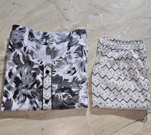 black grey print Kurta set
