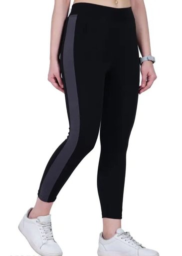 Women's Pack of 1 Black Colorblocked Tights |Activewear|Yogawear|Gymwear|Sportswear|Active Bottomwear