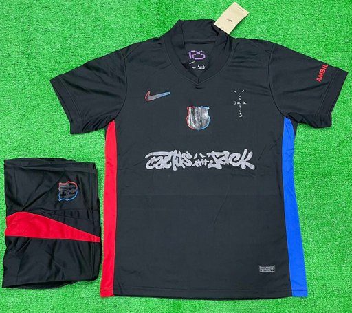 Barcelona travis scott away kit 🖤 | Embroidery quality ✨
