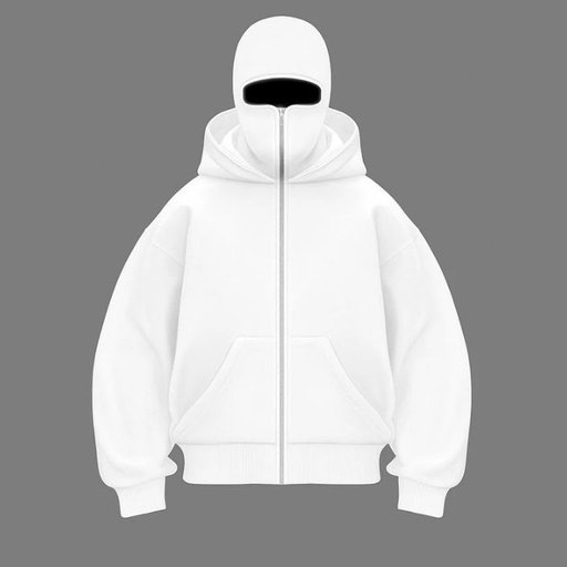 White balanclava hoodie for male and female (unisex)