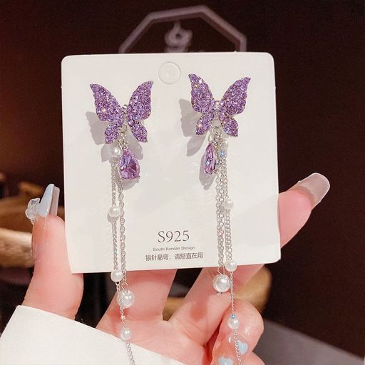 Purple Butterfly Korean Earrings 