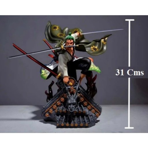 One Piece | Roronoa Zoro On Roof Combat Mode Anime Action Figure | 31 Cm