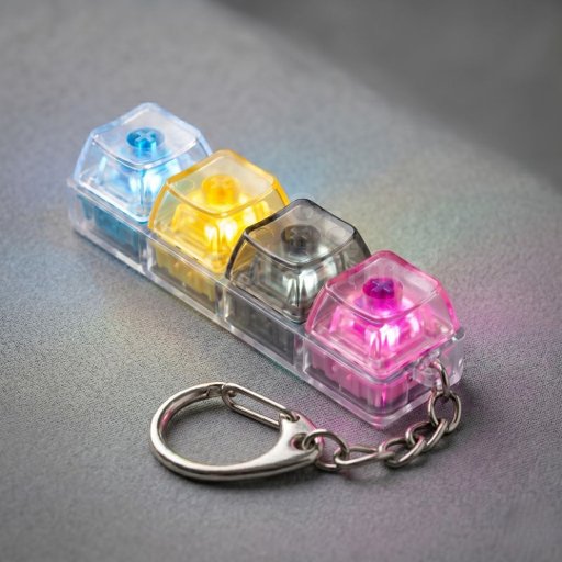 LED Light-Up Mechanical Keyboard Fidget Toy Keychain 4-in-1 Clicky Switch Stress Relief Sensory Gadget for Adults Kids ADHD Autism Anxiety Office Desk Toys