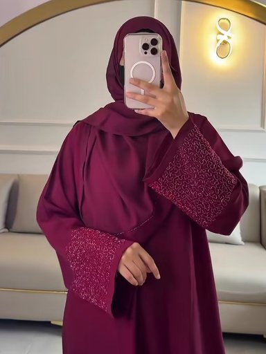 Maroon abaya with beads 🍒