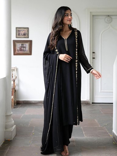 pakistani black kurta set 