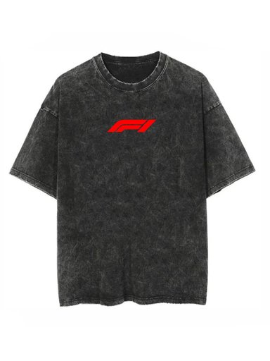 F1 Black acid washed oversized tshirt 