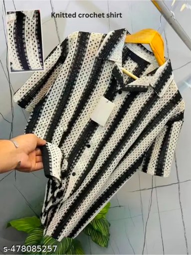 SHREEJI CREATION Trendy Modern Mens Pure Crochet Cotton Black Shirts so buy now guys..